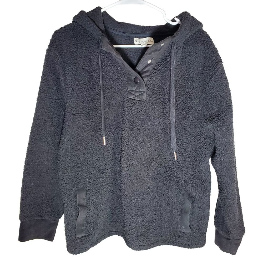 Koolaburra by Ugg Women's Black Sherpa Fleece Hoodie Rare Find  Double Pockets M